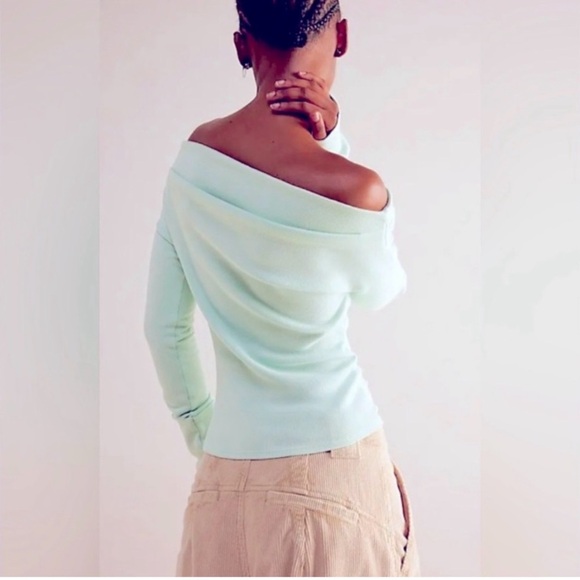 Free people mint blue long sleeve Gigi top - Picture 4 of 8